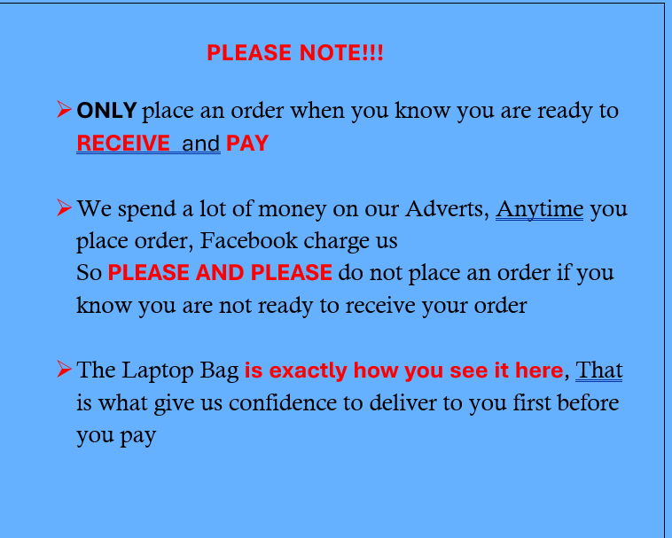 Laptop Bag Screenshot Notice